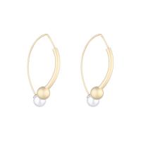 Boucle d'oreille en alliage de zinc en plastique perle, avec perle de plastique, bijoux de mode, Or, 3.8cmX2.6cm, Vendu par paire