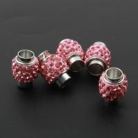 Perles de gros trou en alliage de zinc, pilier, Placage, DIY, rose, 15*12*12mm Environ 6mm Vendu par sac