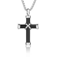 Stainless Steel Cinerary Casket Pendant, Cross, polished black   