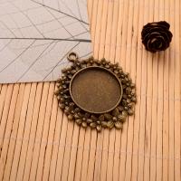 Zinc Alloy Pendant Cabochon Setting, Round, DIY, brown, 25MM 