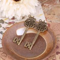 Zinc Alloy Key Pendants, DIY, brown 