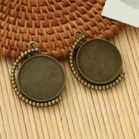 Zinc Alloy Pendant Cabochon Setting, fashion jewelry & DIY, antique bronze color, 25MM 