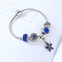 European Match Cristal Bracelets, alliage de zinc, avec cristal, bijoux de mode & avec strass, bleu, 19cm, Vendu par PC