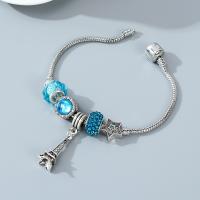 European Match Cristal Bracelets, alliage de zinc, avec cristal, bijoux de mode & avec strass, bleu, 19cm, Vendu par PC