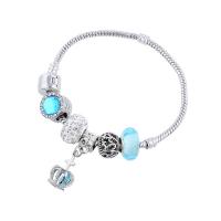 European Match Cristal Bracelets, alliage de zinc, avec cristal, bijoux de mode & avec strass, bleu, 19cm, Vendu par PC