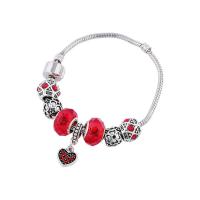 European Match Cristal Bracelets, alliage de zinc, avec cristal, bijoux de mode & avec strass, rouge, 19cm, Vendu par PC