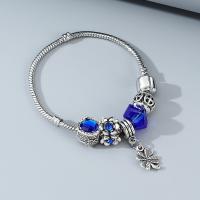 European Match Cristal Bracelets, alliage de zinc, avec cristal, bijoux de mode & avec strass, bleu, 19cm, Vendu par PC