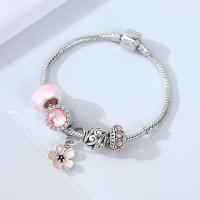 European Match Cristal Bracelets, alliage de zinc, avec cristal, bijoux de mode & avec strass, rose, 19cm, Vendu par PC