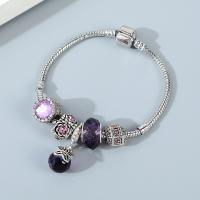 European Match Cristal Bracelets, alliage de zinc, avec cristal, bijoux de mode & avec strass, violet, 19cm, Vendu par PC