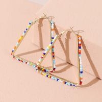 Zinc Alloy Hoop Earring, with Seedbead, fashion jewelry 6cmX5.2cm 