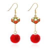 Pendientes de Navidad, aleación de zinc, con esmalte, chapado, Diseño de Navidad & Joyería & diferentes estilos para la opción & para mujer, más colores para la opción, Vendido por Par