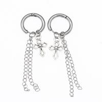 Huggie Hoop Drop Earring, 303 Stainless Steel, plated, fashion jewelry & for woman, silver color, 17*2.5*57mm 