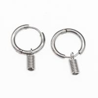 Huggie Hoop Drop Earring, 303 Stainless Steel, Donut, plated, fashion jewelry & for woman, silver color, 15*2.5*25mm 