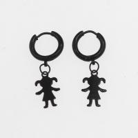 Huggie Hoop Drop Earring, 303 Stainless Steel, Girl, plated, fashion jewelry & for woman, black, 34*16.5*2.5mm 