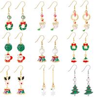 Pendientes de Navidad, aleación de zinc, con esmalte, chapado, Joyería & diferentes estilos para la opción & para mujer, más colores para la opción, Vendido por Par