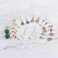 Pendientes de Navidad, aleación de zinc, con esmalte, chapado, Joyería & diferentes estilos para la opción & para mujer, más colores para la opción, Vendido por Par