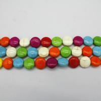 Synthetic Turquoise Beads, Flat Round, polished, DIY 