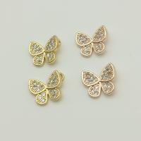 Rhinestone Brass Pendants, Butterfly, plated, with rhinestone 