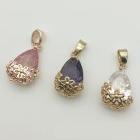 Cubic Zirconia Brass Pendants, Teardrop, plated, micro pave cubic zirconia 