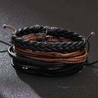 Männer Armband, Leder, Handgelenk Kranz, mit Wachsschnur, 4 Stück & Modeschmuck & für den Menschen, 60mm, Länge:7.7 ZollInch, verkauft von setzen