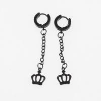 Huggie Hoop Drop Earring, 303 Stainless Steel, plated, fashion jewelry & for woman, black, 13*3*59mm 