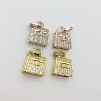 Colgante de Micro Pavé de Zirconía Cúbica, metal, Bolso de Mano, chapado, Bricolaje & micro arcilla de zirconia cúbica, más colores para la opción, 12x15mm, Vendido por UD