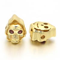 Cubic Zirconia Micro Pave Brass Beads, Skull, plated, micro pave cubic zirconia Approx 2mm 