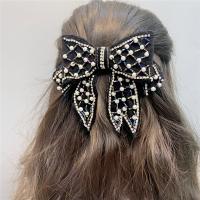 Hair Barrettes, Cloth, Bowknot, fashion jewelry & for woman & with rhinestone 