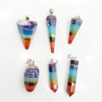 Gemstone Jewelry Pendant, Natural Stone, polished, DIY & faceted, multi-colored 