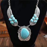 Collier turquoise en alliage de Zinc , avec turquoise, Placage, style folk & pour femme, plus de couleurs à choisir    21.5cm+8cm, Vendu par brin