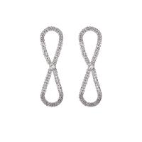 Boucle d'oreille goutte laiton strass, Numéro 8, Placage, pour femme & avec strass & creux Vendu par paire