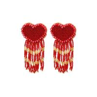 Fashion Fringe Earrings, Seedbead, with Zinc Alloy, plated, folk style & for woman 95mm 