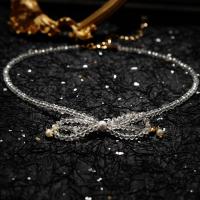 Ожерелье Мода Choker, Стеклянный, с Пластиковая жемчужина, с 3.93 inch наполнитель цепи, Женский, белый, 32cm, длина:Приблизительно 12.59 дюймовый, продается Strand