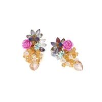 Boucle d'oreille dormeuses résine, cristal, avec résine, pour femme, multicolore Vendu par paire