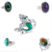 bague d'humeur en émail, pierre gemme en verre, avec alliage métallique, Placage, Réglable & bijoux de mode & unisexe & styles différents pour le choix, plus de couleurs à choisir Vendu par PC