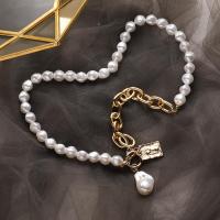 Zinc Alloy Necklace, with Plastic Pearl, fashion jewelry & for woman .68 Inch 