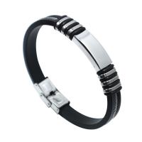 Men Bracelet, Titanium Steel, with Silicone, fashion jewelry & Unisex 