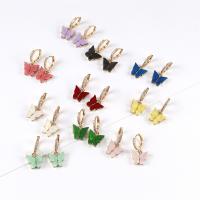 Huggie Hoop Drop Earring, Acrylic, with Zinc Alloy, plated, for woman 