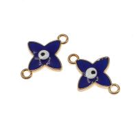 Enamel Zinc Alloy Connector, Flower, plated, DIY, dark blue, 22*16*3mm Approx 1.3mm 