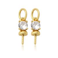 clip de bijoux en laiton, Placage de couleur d'or, pavé de micro zircon, 15mm,4mm, Vendu par PC