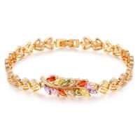 Cubic Zirconia Brass Bracelets, with Cubic Zirconia, fashion jewelry 18.5~19.2cm 