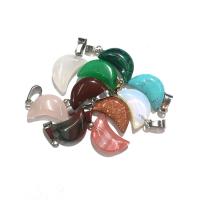 Gemstone Jewelry Pendant, Natural Stone, Moon, polished, DIY 