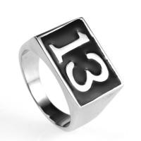 Titanium Steel Finger Ring, plated & enamel 