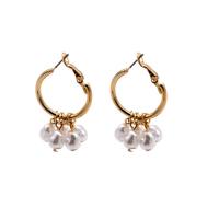 Huggie Hoop Drop Earring, Zinc Alloy, with Plastic Pearl, fashion jewelry & for woman 