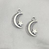 Zinc Alloy Jewelry Pendants, Moon and Star, antique silver color plated, DIY 