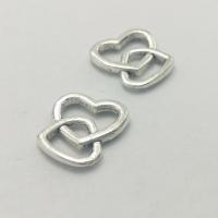 Colgantes de Aleación de Zinc en Forma de Corazón, chapado en color de plata antigua, Bricolaje, 15x14x2.3mm, Vendido por UD