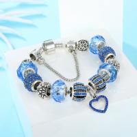 Europa gemischt Kristall Armbänder, Zinklegierung, mit Titanstahl, Modeschmuck & verschiedene Größen vorhanden, blau, verkauft von Strang