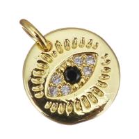 Cubic Zirconia Micro Pave Brass Pendant, Round, gold color plated, micro pave cubic zirconia Approx 2.5mm 