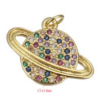 Cubic Zirconia Micro Pave Brass Pendant, gold color plated, micro pave cubic zirconia & hollow Approx 2.5mm 