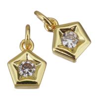 Cubic Zirconia Micro Pave Brass Pendant, Star, gold color plated, micro pave cubic zirconia Approx 2.5mm 